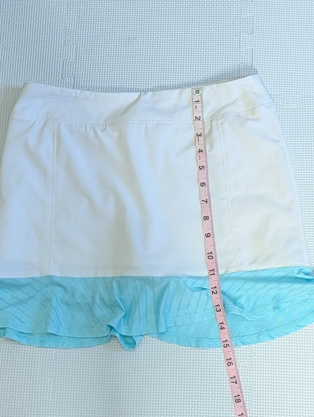 Adidas Skirt Small White Aqua Ruffle Tour Mesh Tennis Skort Athleisure